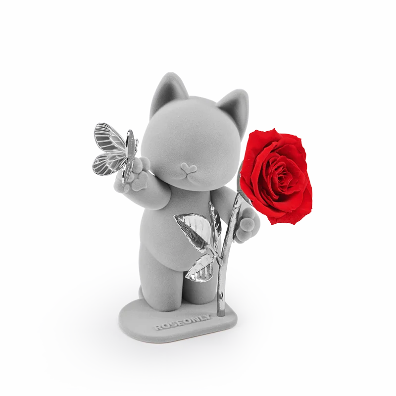 

Roseonly Red Hee Hee Cat Eternal Rose Birthday Holiday Advertisement Proposal Valentine's Day Gift Tabletop Decoration