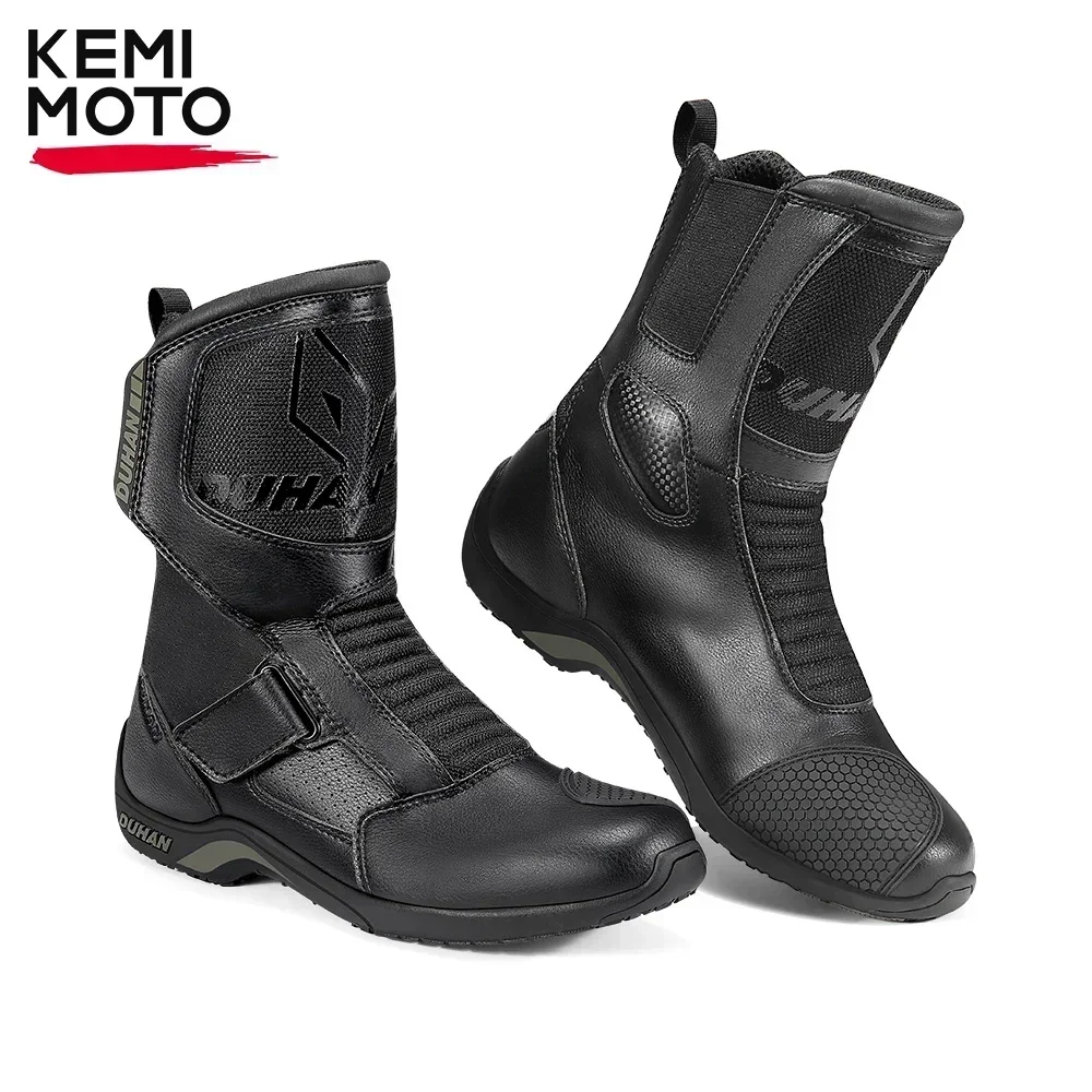 Motorcycle Boots Leather Shoes Men Waterproof Motocross Off-road Riding Racing Shoes Motorbike  Breathable Anti-slip Soft Sole