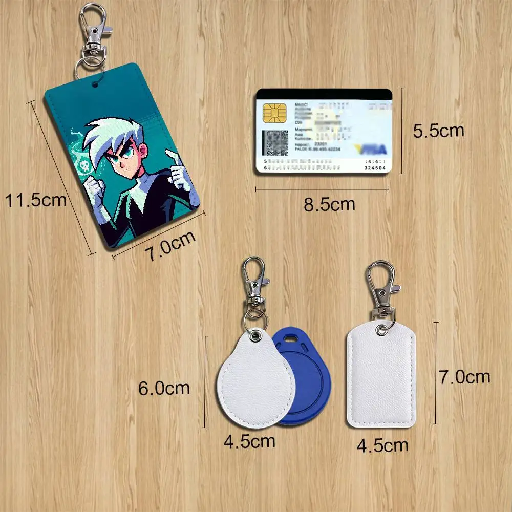 Ember McLain Danny Phantom Leather Card Holder with Exquisite Keychain purpose Case for Metro ID Access Control Card Badge