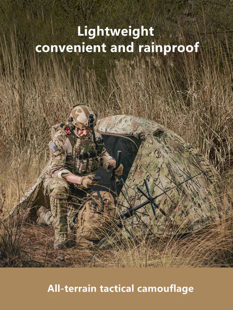 Outdoor Single Person Ultra-Light Camouflage Rainproof Tent for Camping Mountaineering Military Marching