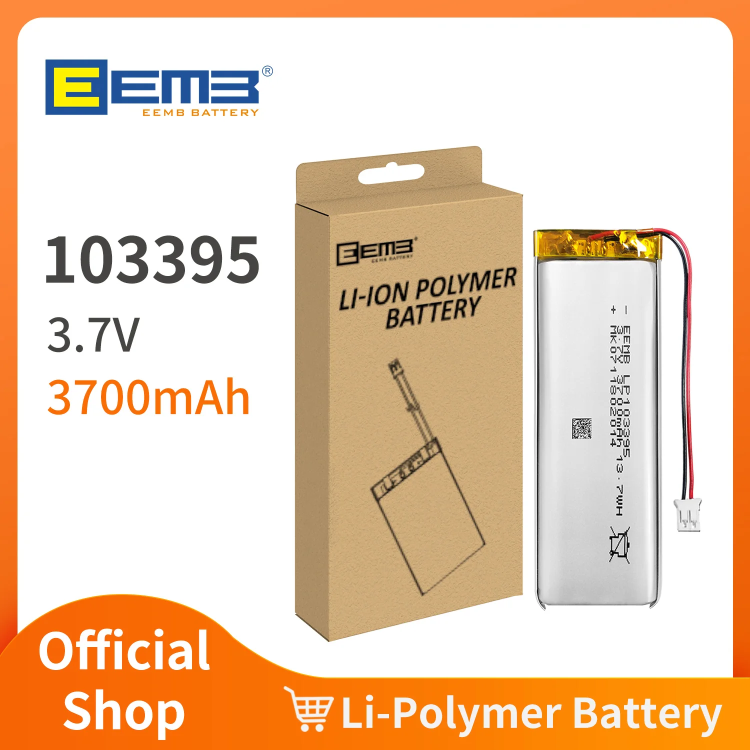 EEMB 1~10pcs 103395 3.7V Lithium Polymer Battery 3700mAh Rechargeable Lithium ion Polymer Batteries LP103395