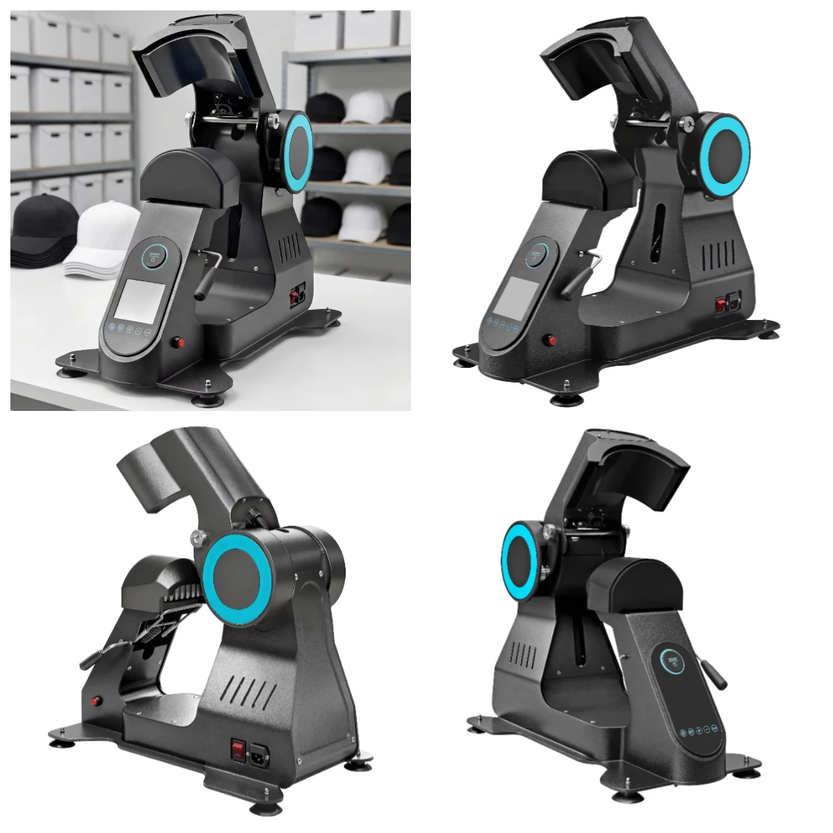 

WJW New Motorized Electric Fully Automatic Dual Heat Hat/Cap Heat Press Machine Aluminium Heating Plate Printing No Air