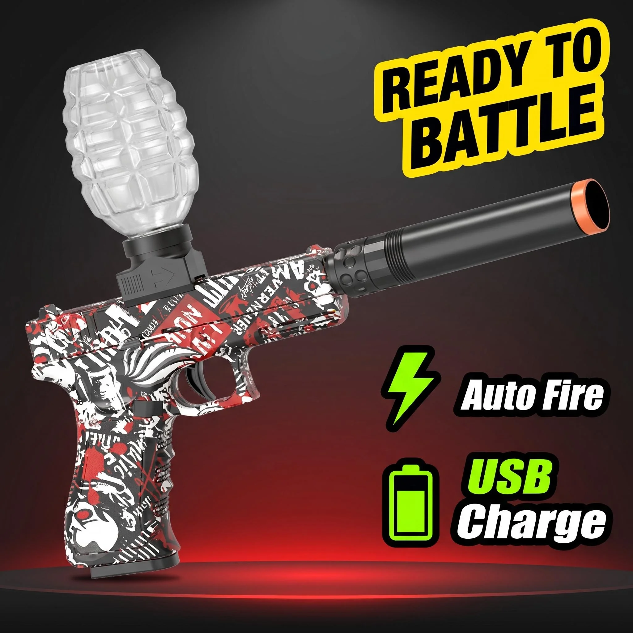 

Electric soft rubber ball blaster toy gun with complete accessories for outdoor shooting games