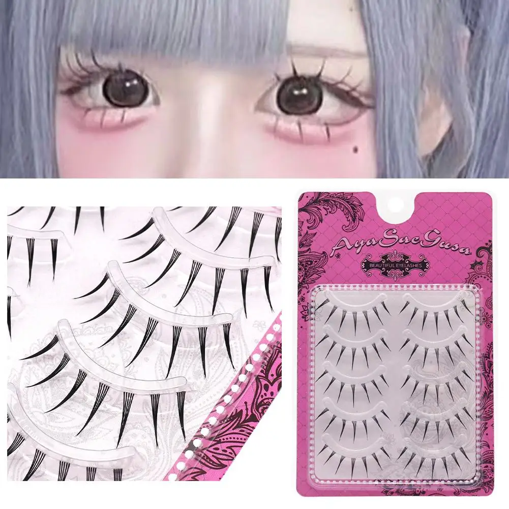Ciglia finte per bambole Gyaru giapponesi, punte drammatiche, lunghe, trasparenti, con fascia invisibile, estremità affusolate per occhi grandi, stile anime manga