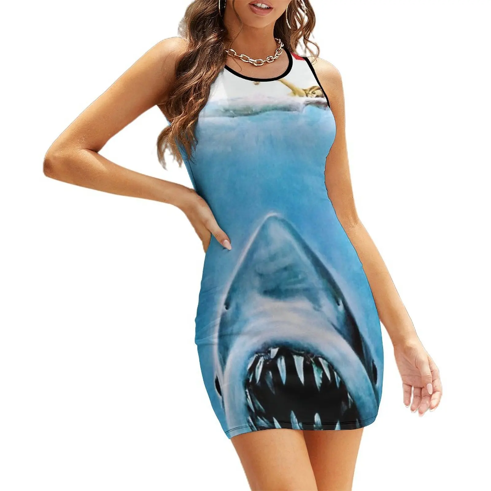 

Jaws Sleeveless Sundress summer women's dress 2025 wedding guest dress 2025 dress summer dresses with long sleeves