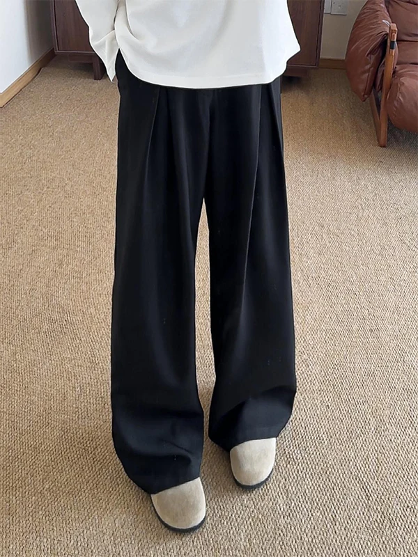 

Мужские брюки Bla Cleanfit с плиссировкой и широкими штанинами, на флисовой подкладке, осенне-зимние, повседневные, свободного кроя, прямые, удобные, для отдыха