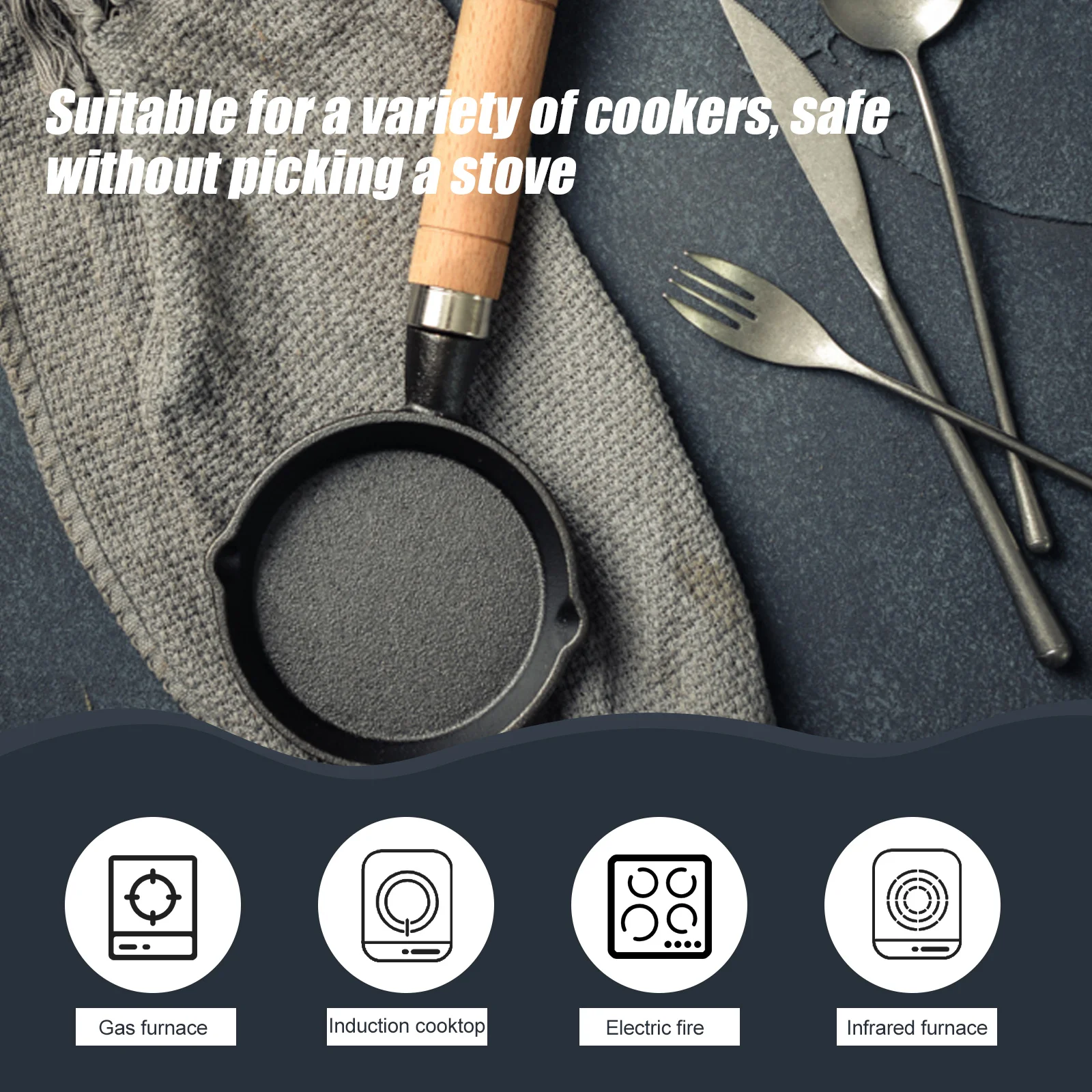 

Mini Oil Drip Pan Household Multi-Functional Long Handle Cast Iron Skillet Small Cooking Pot Ideal for Outdoor Camping Kitchen