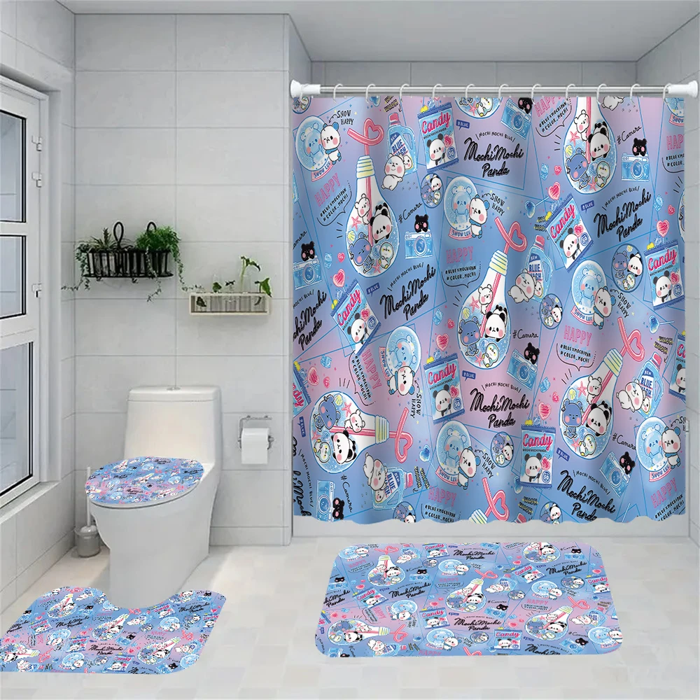 

Занавеска для домашней ванной комнаты с лампочкой 1/4, украшение для сиденья для унитаза, ковер для занавески для душа, занавеска для душа с ковром и крышкой для унитаза