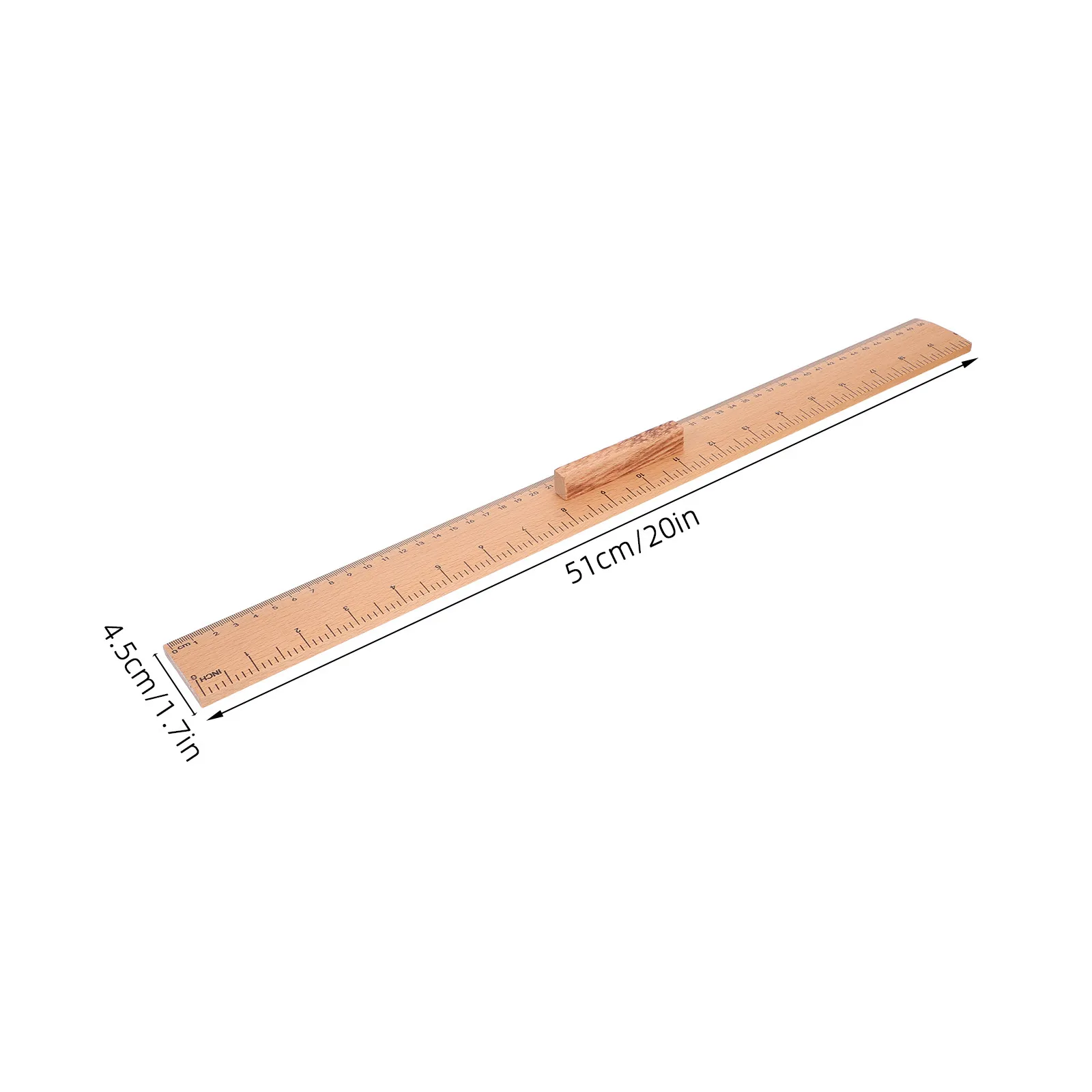 Handcrafted Wood Ruler Dual-Scale Markings Single-Sided Clear Graduations for Sewing Quilting Crafting Tailoring Classroom Use
