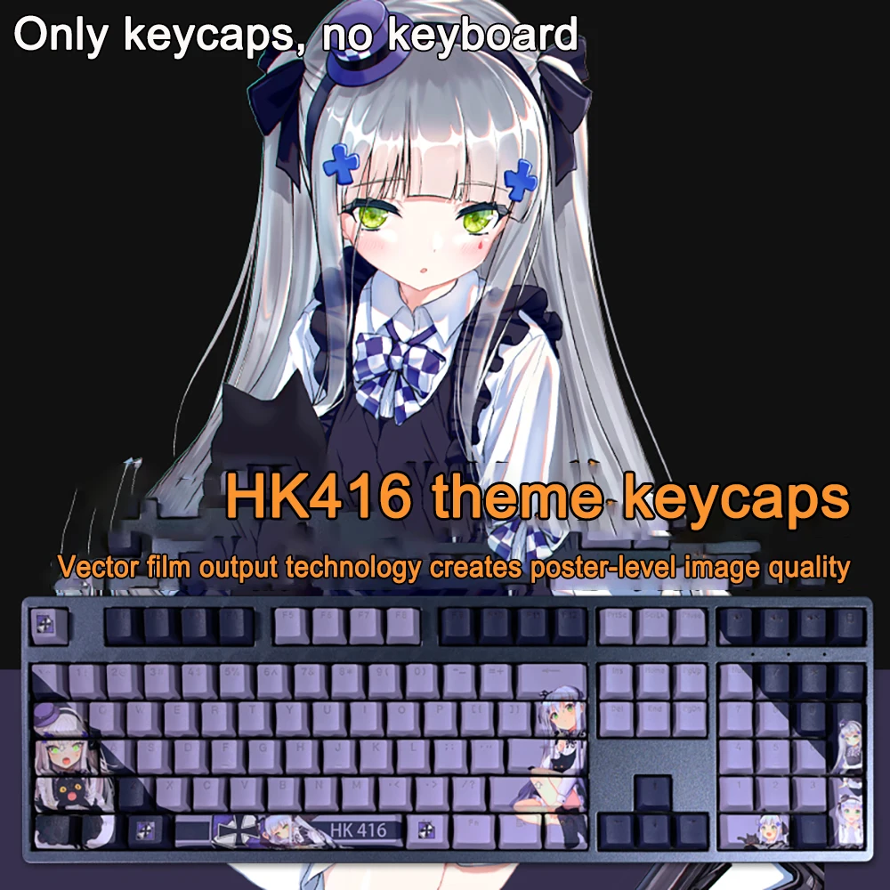 

108 Keys/set Girls Frontline Keycaps PBT Dye Subbed AK12 M200 Keycap Cherry Anime Cartoon Gaming Key Caps For ANSI 61 87 104 108