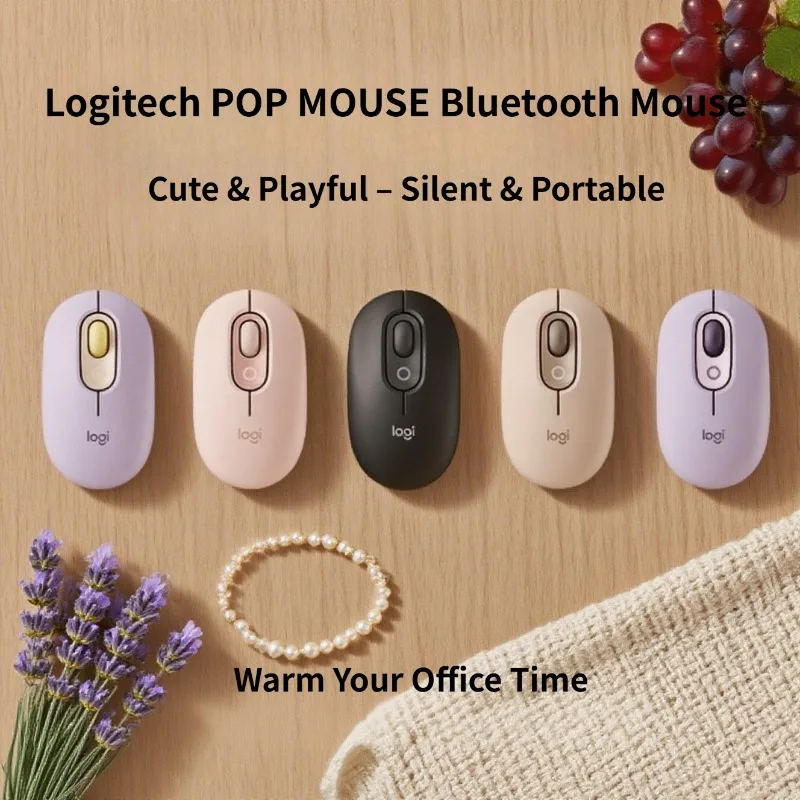 

Logitech POP Mouse wireless Bluetooth Mouse Dual-mode Multi-device 1000-4000dpi Adjustable compact portable home office mouse