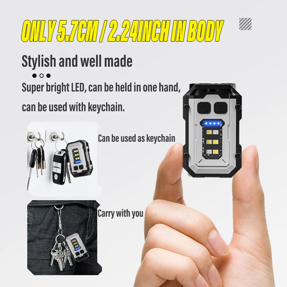 Rechargeable Mini Keychain Light Super Bright LED Clip-on Hat Light Multi-functional High-power Flashlight