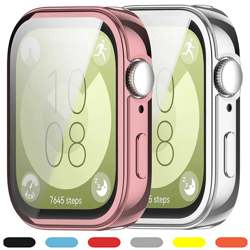 TPU Case For Huawei Watch Fit 3 Soft Plated Bumper Cover All-Around Screen Protector Accessories For Huawei Watch Fit3 Shell