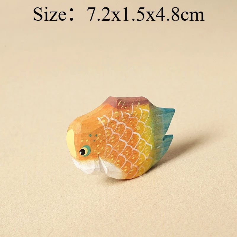 Creative Hand Carved Wooden Koi Fish Keychain Cartoon Animal Bag Pendant Wood Fish Miniatures Charm Gift For Friends Home Decor view 2