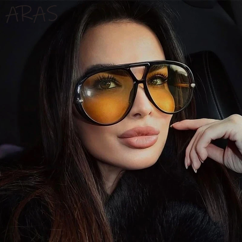 

Oversized Oval Pilot Punk Sunglasses Women 2025 Luxury Brand Double Beam Metal Frame Vintage Eyewear For Lady UV400 Protection