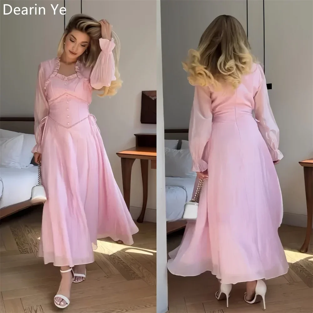 

Prom Gown Formal Dearin Asymmetrical A-line Ankle Length Skirts Draped Layered Tulle Bespoke Occasion Dresses Saudi Arabia Eveni