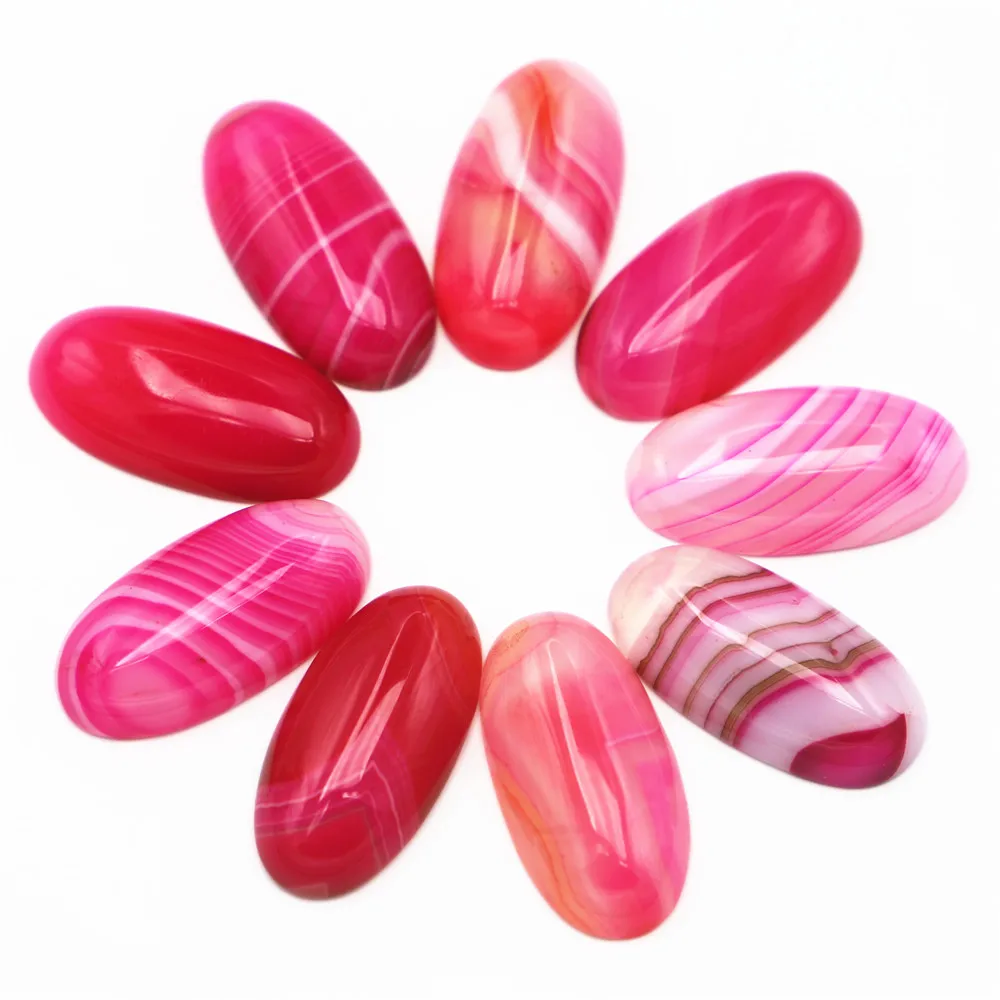 

30x15mm Natural Stone Oval Rose Red Agate Cabochon Setting Fit Pendant Ring Earring Men Jewelry 20Pcs Wholesale Free Shipping