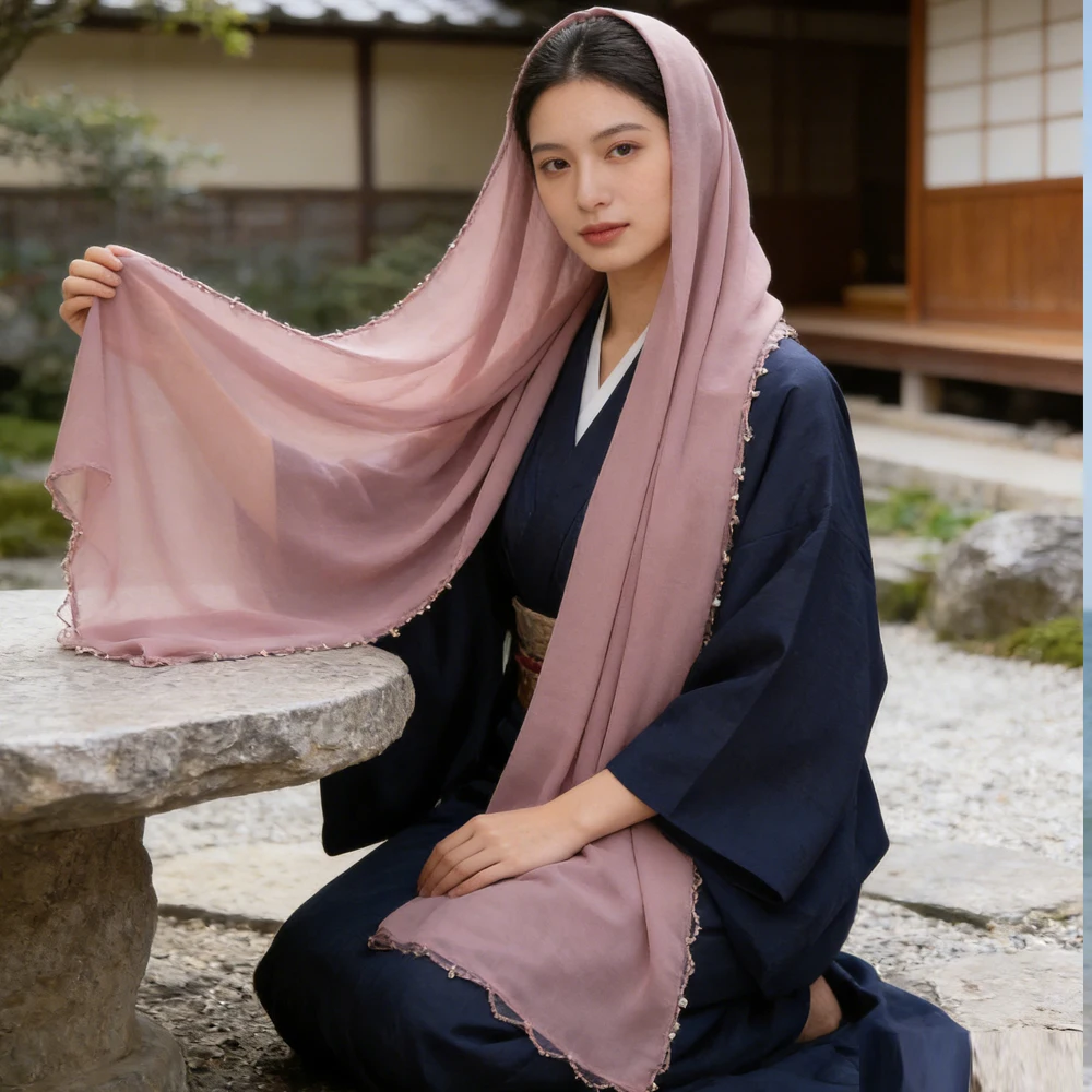 

Новый шифоновый платок с вышивкой и жемчугом, хиджаб с бисером, женский головной платок, шаль, бандана, повязка на голову, буфанда, фулярд, тюрбан для женщин