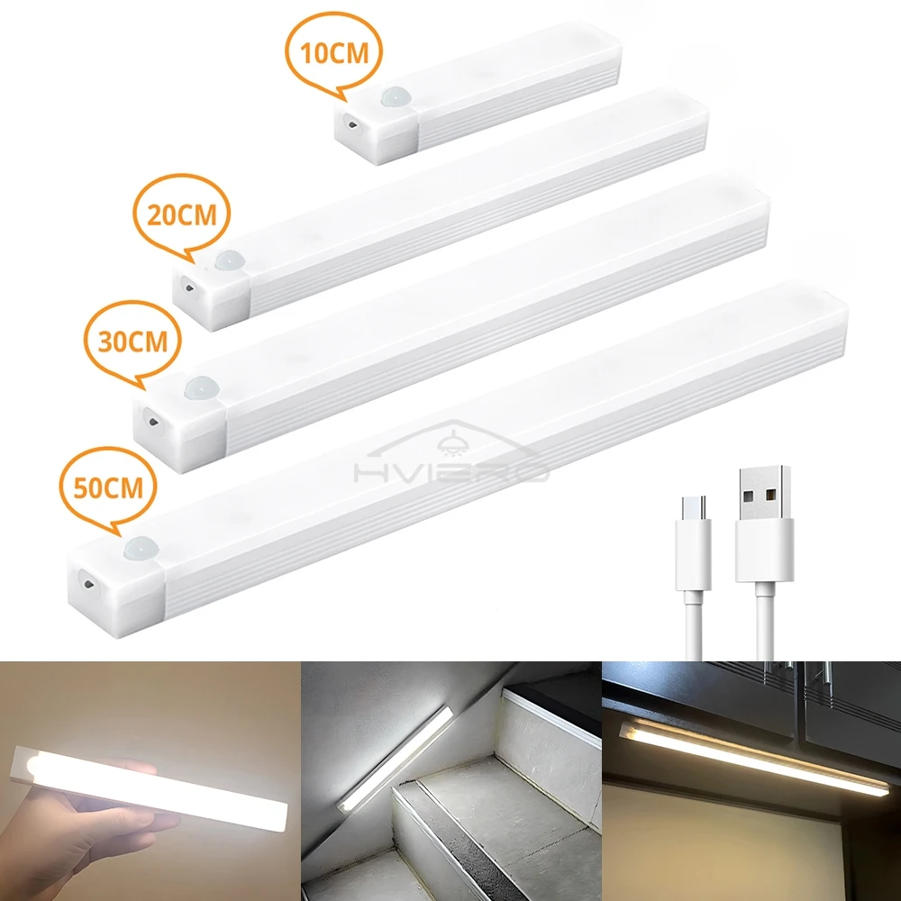 Night Lights Wireless LED Motion Sensor Lamp USB Rechargeable Magnetic For Wardrobe Room Closet Kitchen Aisle Tube Detector Bulb