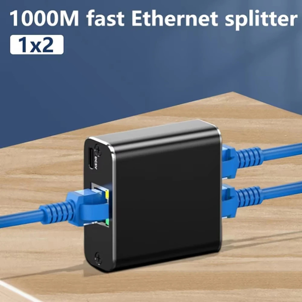 1000M 1 to 2 Rj45 Splitter Gigabit Ethernet Adapter Internet Network Cable Extender Rj45 Connector for PC TV Box Router Sharer