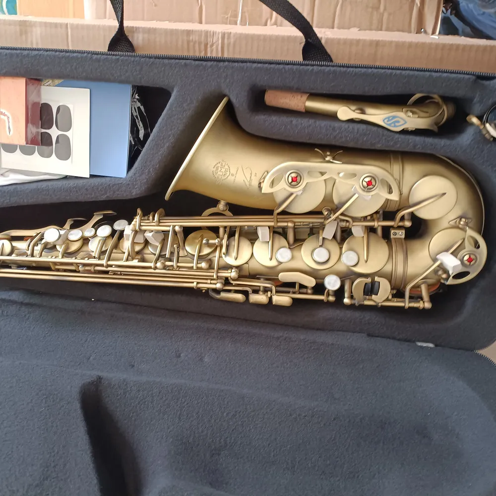 Professional Super Action R54 Saxophone Antique copper Alto Full flower Eb Tune Model E Flat Sax with Reeds Case Mouthpiece