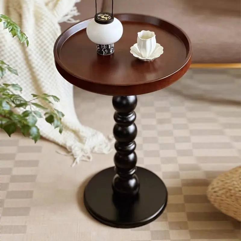 American retro solid wood, round medieval style, household living room, sofa corner, small round table
