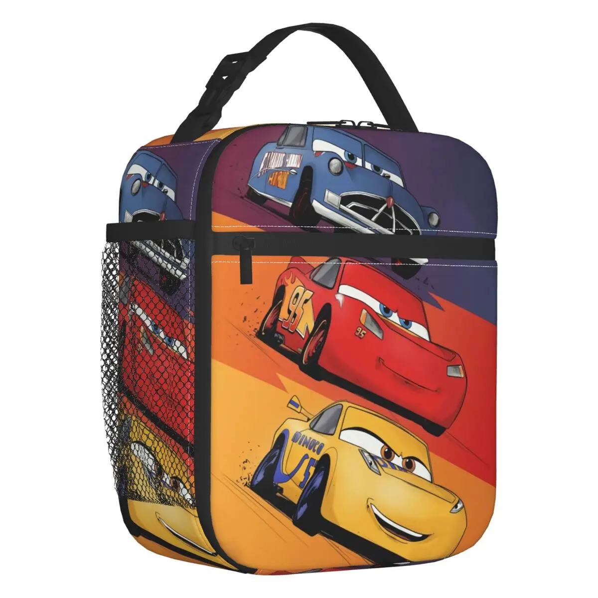 Custom Lightning McQueen Racing Car Thermal Insulated Lunch Bag Women Portable Lunch Tote School Travel multifunzione Food Box