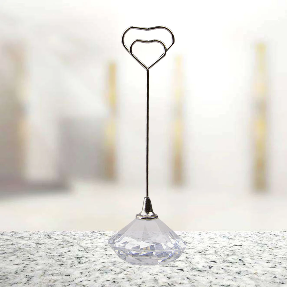 مشبك حامل صور على شكل قلب 40 مم، مشبك ملاحظة ممتاز لبطاقات المذكرات، حامل الرسائل، منظم سطح المكتب الكريستالي #2