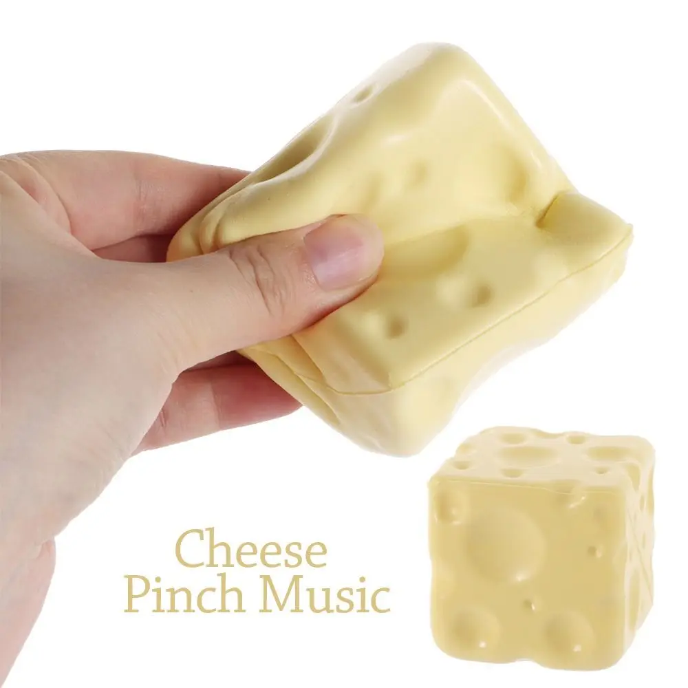 Shapeable Cheese Pinch Toy Squishy Texture Anti-Stress Cheese Squeeze Fidget Toy Non-Bounce Cheese Cube Stress Ball