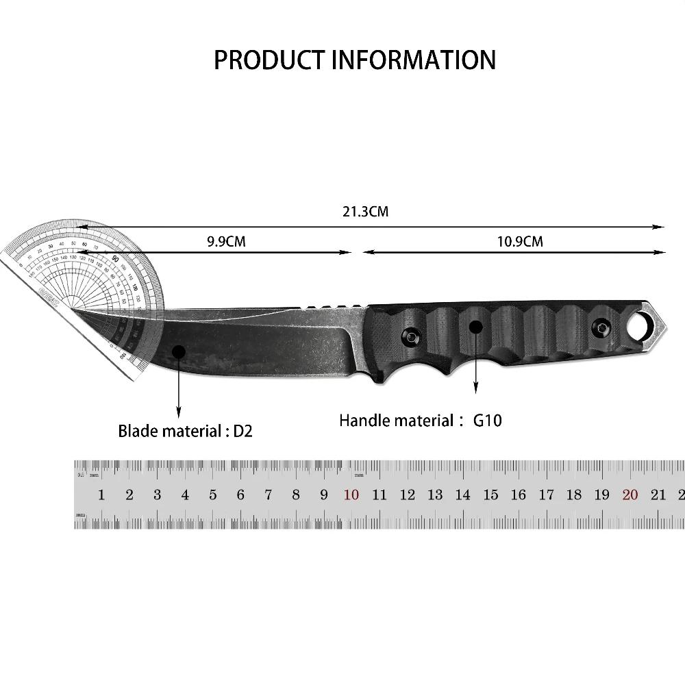 الرجال في الهواء الطلق 634 سكين مستقيم متعدد الوظائف D2 الصلب الصيد الدفاع عن النفس G10 مقبض مغامرة استكشاف السكاكين التكتيكية #2