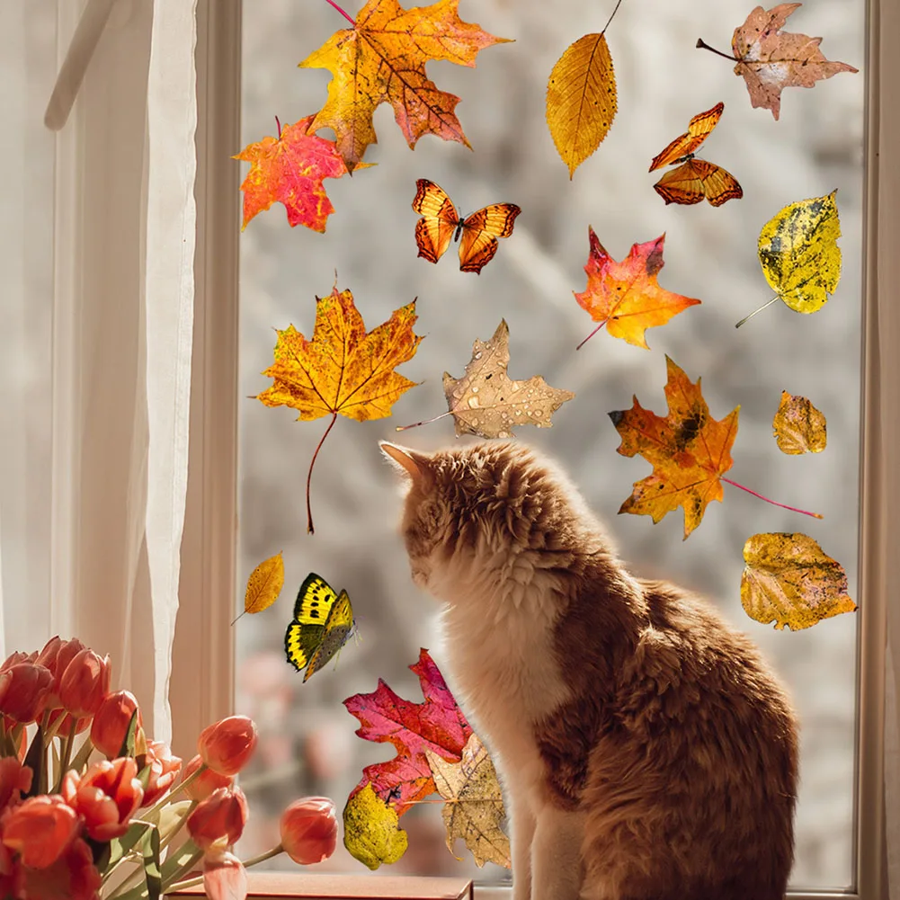 Autumn Stickers Replacement 40cm*30cm Adhesive Backing For Clean And Smooth Walls For Mirrored Plastic Objects