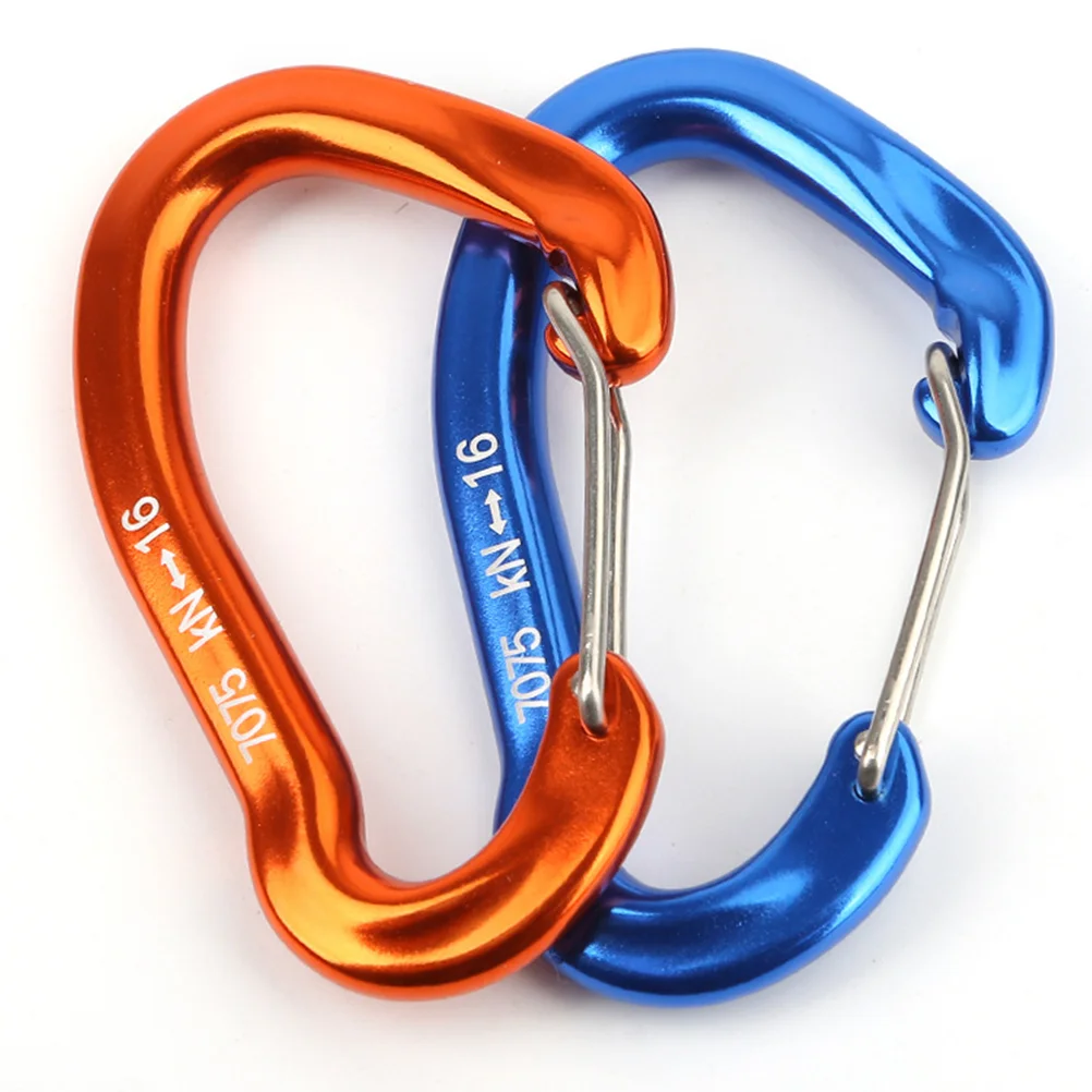 2 ชิ้น D รูป Carabiners Heavy Duty Buckle มัลติฟังก์ชั่ Carabiners ตะขอปีนเขาอุปกรณ์เสริมสําหรับ Camping Hiking (สีส้ม)