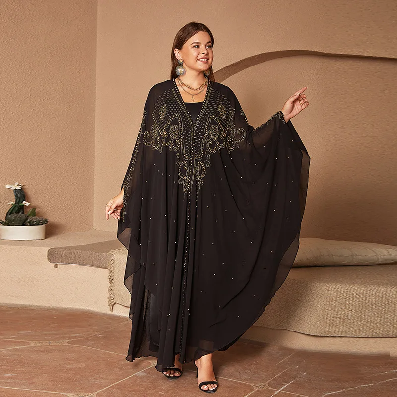 Abayas for Women Dubai Luxury Black Blue Chiffon Boubou Muslim Fashion Dress Caftan Wedding Party Occasions Cardigan Muslim