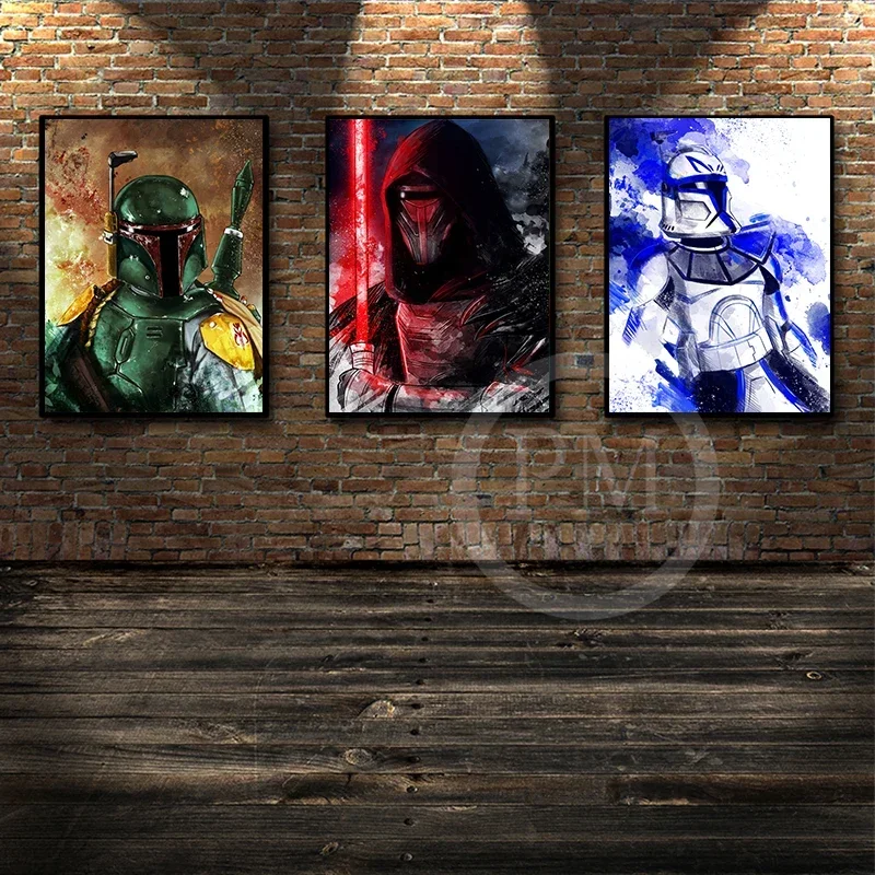 Disney Watercolor Canvas Painting Stormtrooper Boba Fett Alpha Conqueror Wall Art Posters and Prints for Room Decor