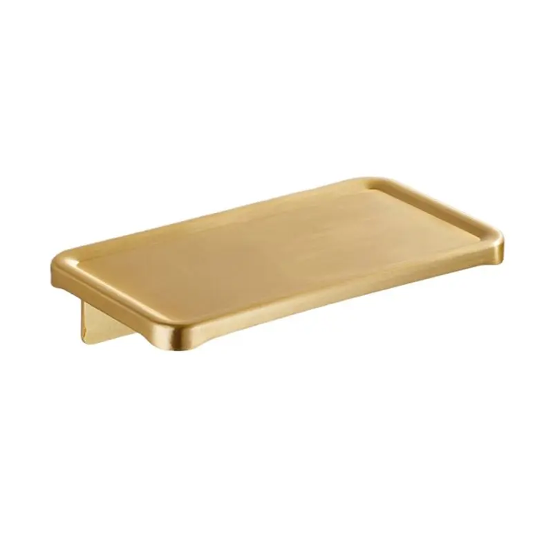 WORTHOWN-Brushed Gold Towel Rack Stick On Shelf Phone Shelf