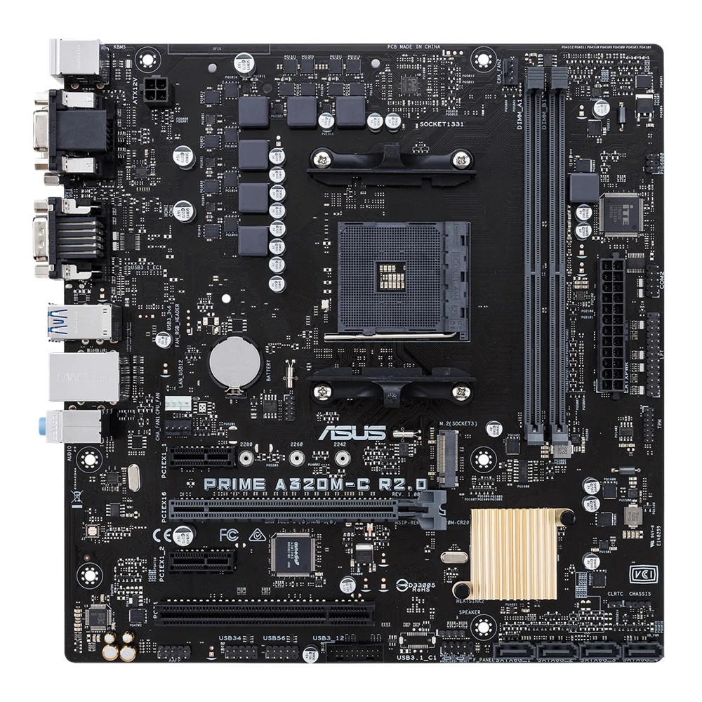 ASUS PRIME A320M-R Motherboard Support AMD Ryzen 5 5600 Ryzen 7 5700X3D DDR4 3200+(OC) NVME M.2 PCIe 3.0 AM4 Motherboard mATX
