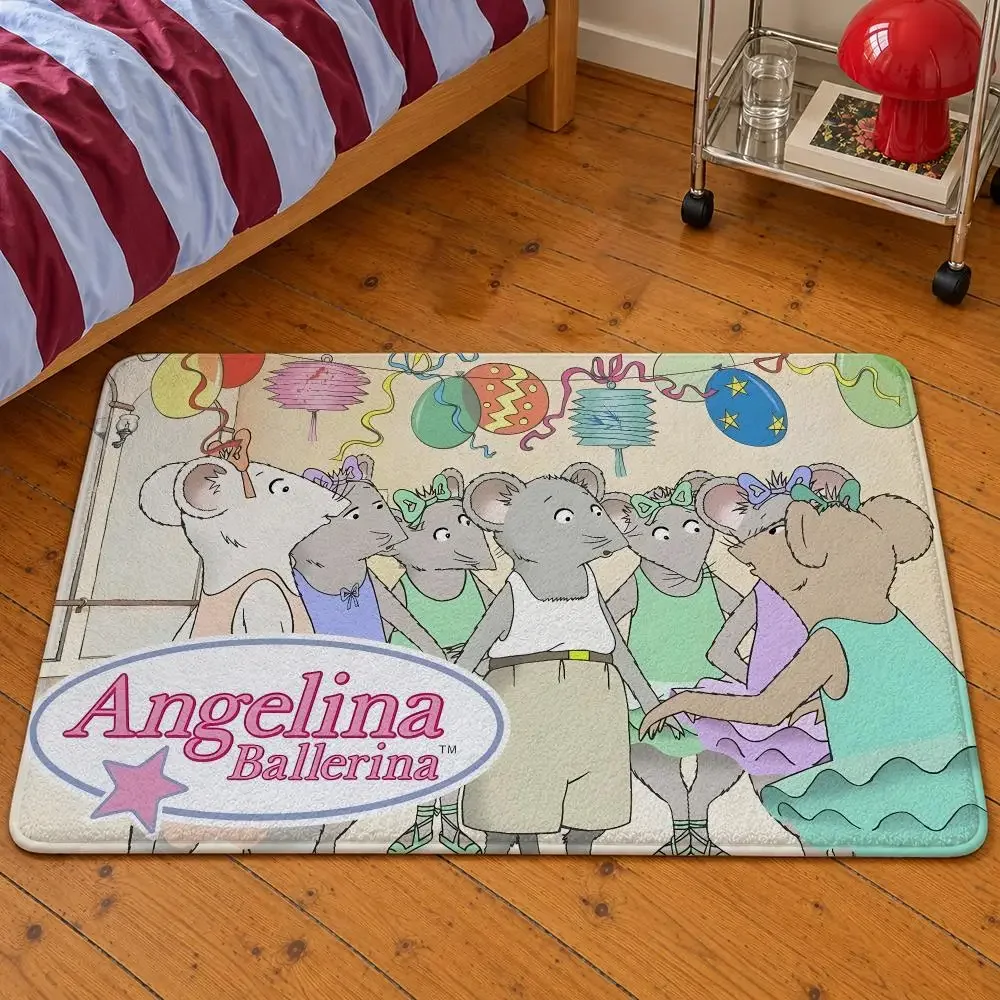 Cartoon Angelina Ballerina Alice Ballet Floor Mat Soft Flannel Entrance Doormat Non-Slip Washable Rug For Bedroom Home Decor