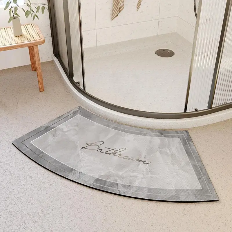 Diatom mud absorbent mat curved fan-shaped bathroom floor mat bathroom door shower room non-slip foot mat quick-drying door mat