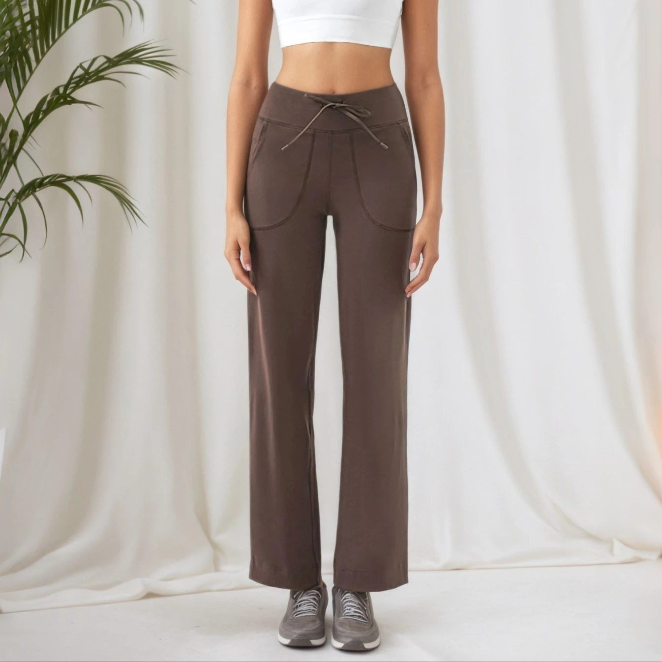 

Women Sport Loose straight yoga pants with high waist butter touch high waist casual dance fitness sports wide-leg pants