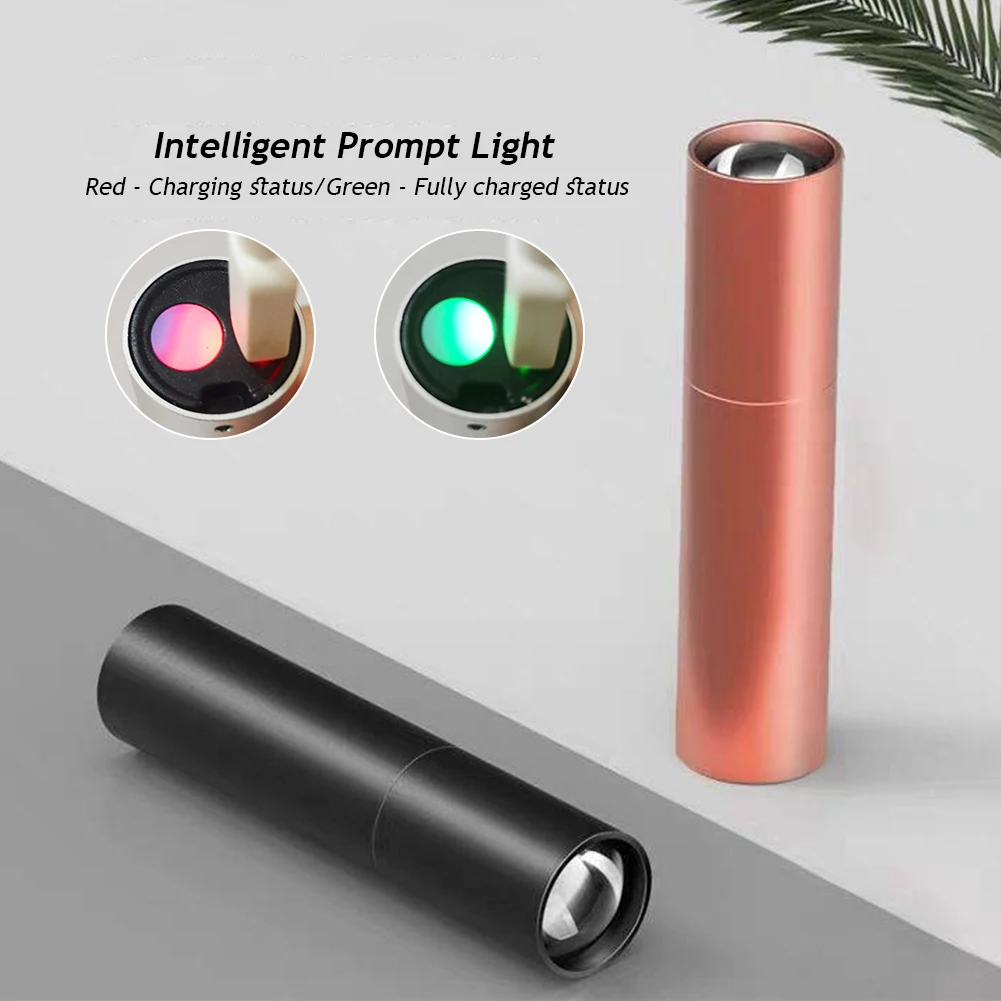 Mini Flashlight USB Rechargeable LED Flashlight Waterproof Telescopic Powerful Torch Lamp Outdoor Work Zoom Portable Torch