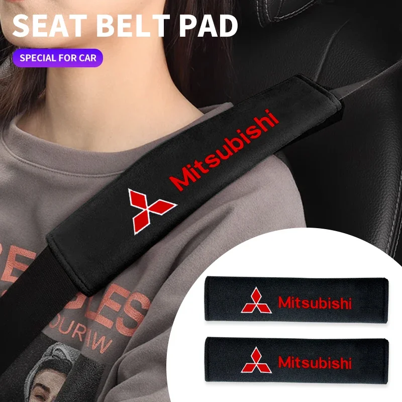 1/2pc Car Adjustable Seat Belt Cover for Mitsubishi Ralliart Lancer Outlander Pajero L200 ASX Mirage Eclipse Montero EVO9 Galant