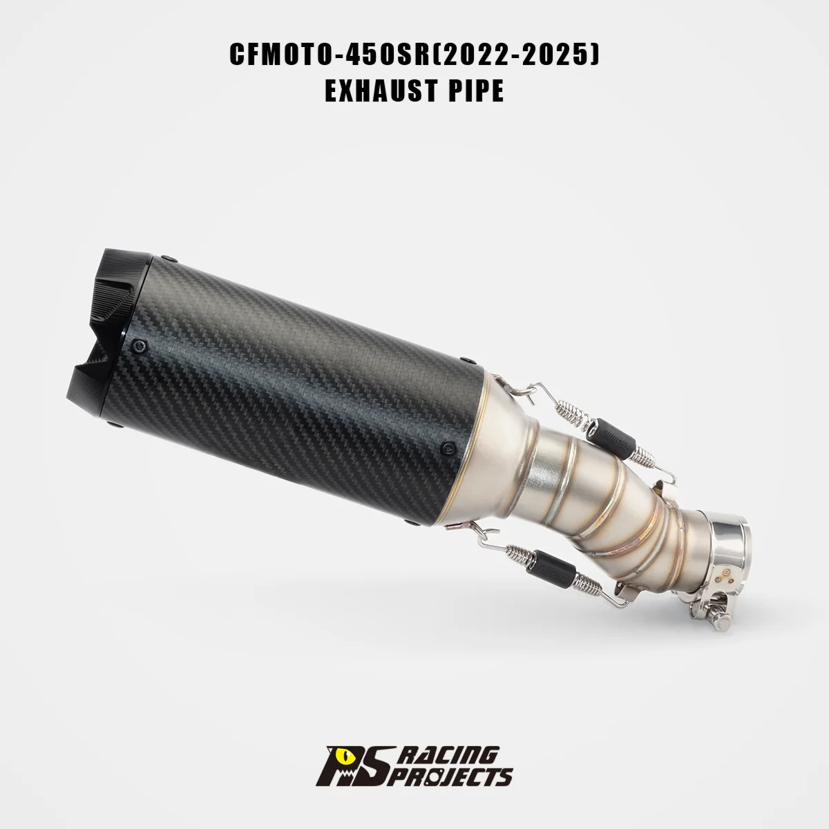 Motorcycle Exhaust System Stainless Steel Front Middle Pipes Long Carbon Fiber Exhaust Muffler For CFMOTO 450NK/450SR