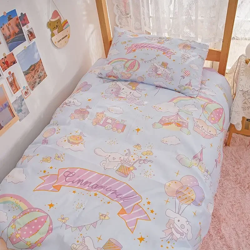 Sanrio Cinnamoroll Kuromi My melody student bedding cartoon four-piece set girls dormitory bed sheet quilt cover three-piece set