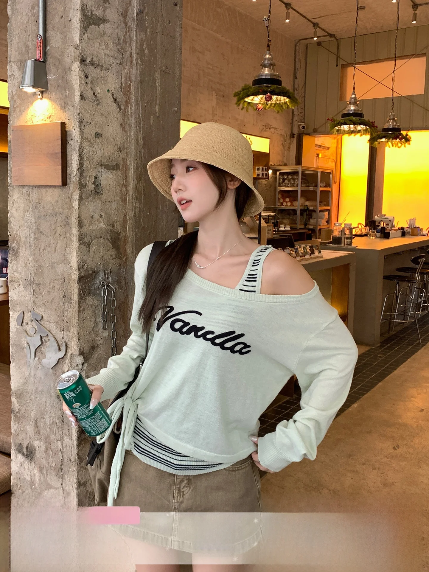 

Women's een Knitted Long Sve Crop Top And Vest Set Casual Sle Spring Faion Two-Piece Outfit round Neline Stripe Pa...