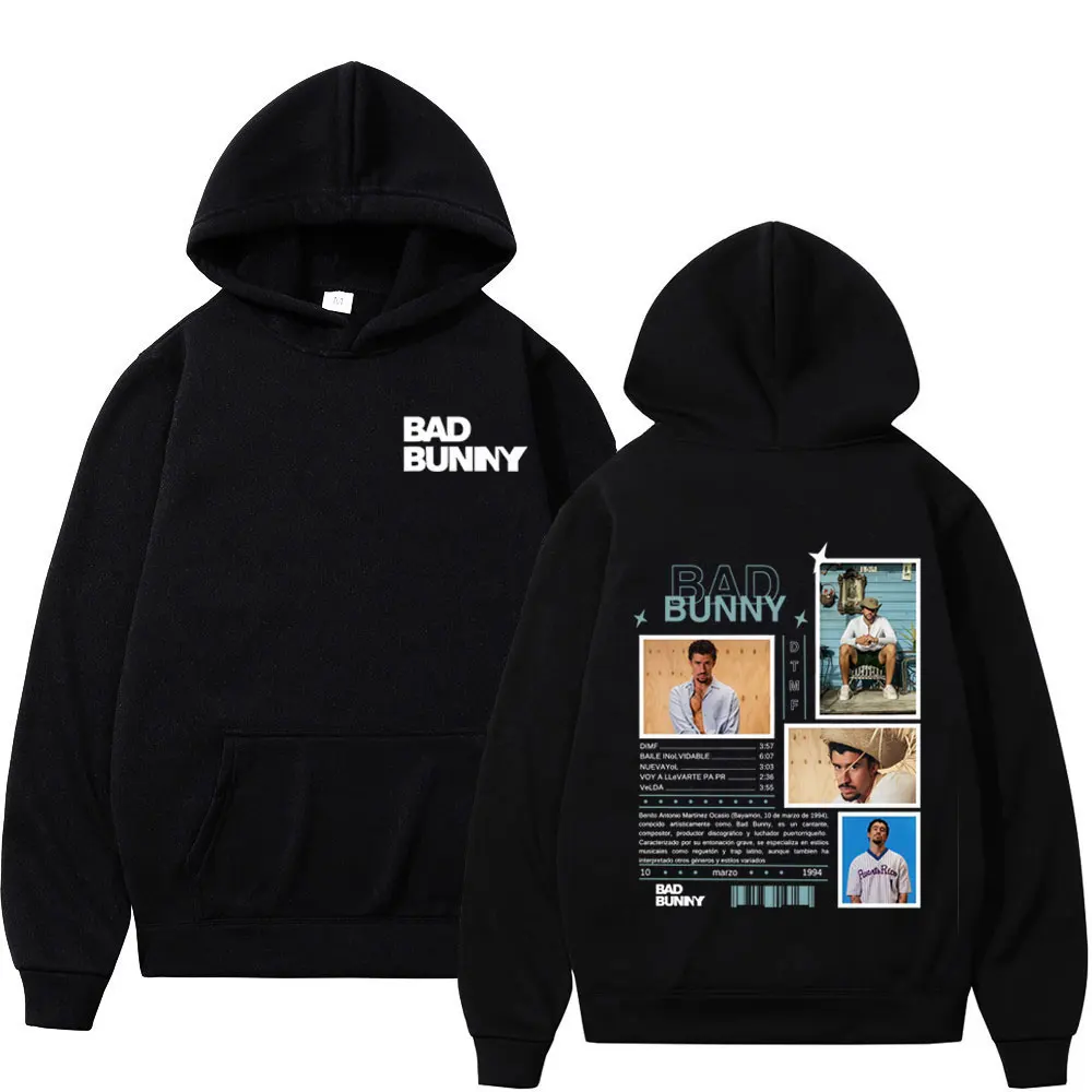 Bad Bunny DeBi TiRAR MaS FOToS DTMF Graphic Hoodie Long-sleeved Loose Casual Hip-hop Streetwear Punk Men Women Harajuku Pullover