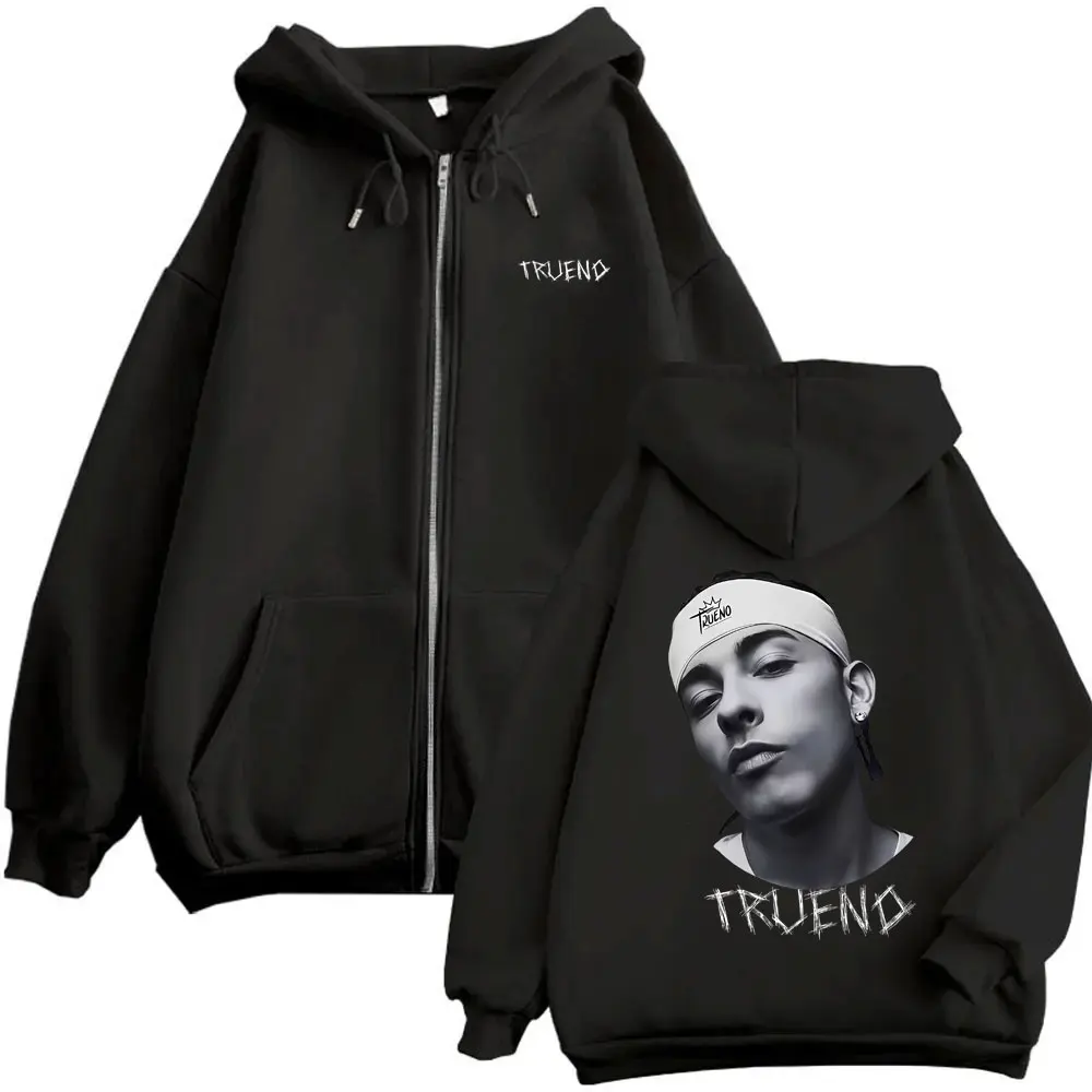

Rapper Trueno Face Graphic Zipper Hoodie Men Hip Hop Fashion Pop Music Zip Up Jacket Men's Casual Oversized Zip Up Sweatshirt