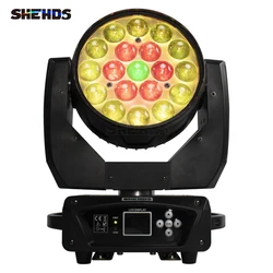 SHEHDS-haz de luz LED de 1 piezas, foco de 19x15W, RGBW, Zoom, cabezal móvil, Control circular de iluminación para DJ, discoteca, KTV, Bar, baile, club nocturno