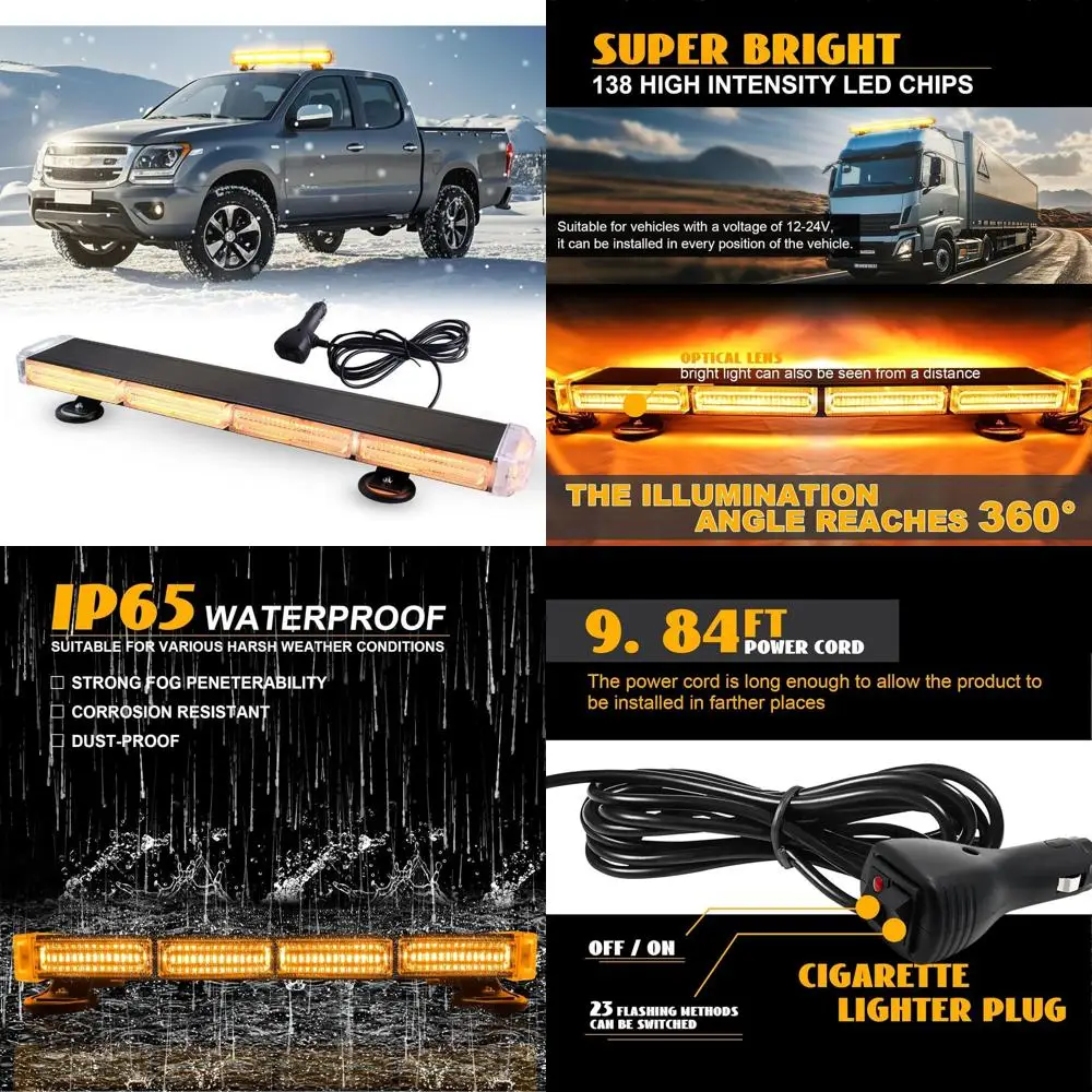 

Янтарная стробоскопическая световая панель - сигнальный маячок безопасности для грузовиков, эвакуаторов и квадроциклов