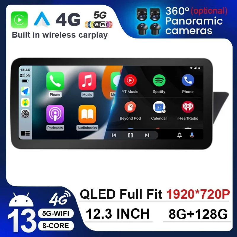 

12.3" Android 13 Car Multimedia Radio For Audi A4L S4 A5 B8 2009-2016 RHD GPS 8 Core 4G WIFI Navi Touch Screen Wireless Carplay