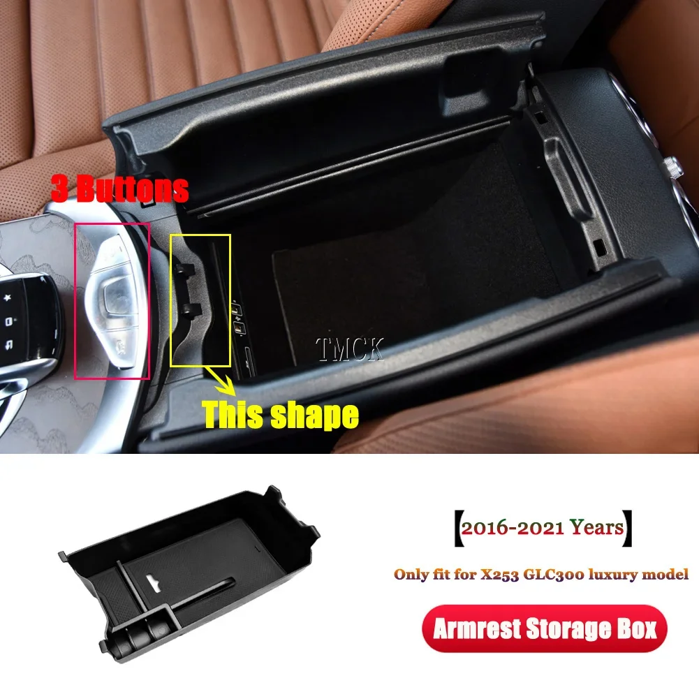 لمرسيدس بنز C GLC الفئة W205 X253 2015-2022 اكسسوارات السيارات التحكم المركزي مسند الذراع صندوق تخزين المنظم بطاقة حامل صينية